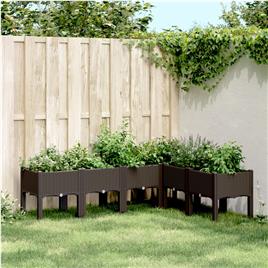 vidaXL Vaso/floreira de jardim c/ pernas 160x120x42 cm PP castanho