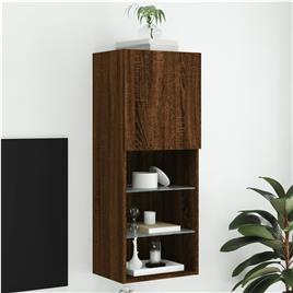 vidaXL Móvel de TV com luzes LED 40,5x30x102 cm carvalho castanho