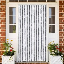 vidaXL Cortina anti-insetos 100x230 cm chenille cinzento e branco