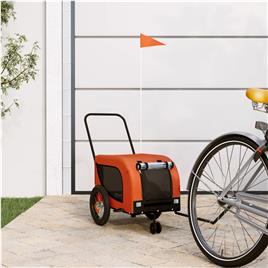 vidaXL Reboque bicicleta p/ animais tecido oxford/ferro laranja/preto