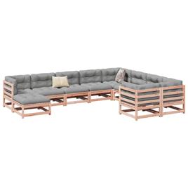 vidaXL 10pcs conj. sofás jardim c/ almofadões madeira abeto-de-douglas