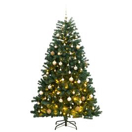 vidaXL Árvore Natal artificial articulada c/ 300 luzes LED+bolas 240cm