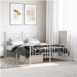 vidaXL Estrutura de cama com cabeceira e pés 140x190 cm metal branco