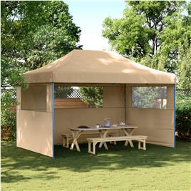 vidaXL Tenda para festas pop-up dobrável com 3 paredes laterais bege