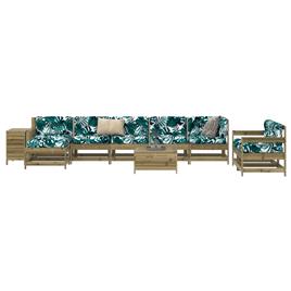 vidaXL 10 pcs conjunto sofás de jardim madeira de pinho impregnada