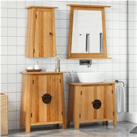 vidaXL 3 pcs conjunto móveis p/ casa de banho madeira de pinho maciça