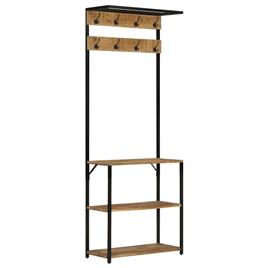 vidaXL Bengaleiro c/ sapateira 68x30x182 cm mangueira maciça áspera
