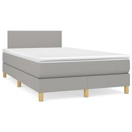 vidaXL Cama boxspring com colchão 120x190 cm tecido cinzento-claro