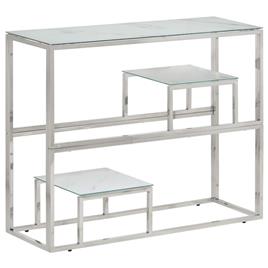 vidaXL Mesa consola aço inoxidável e vidro temperado prateado