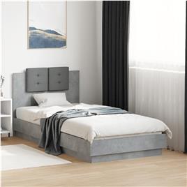 vidaXL Estrutura de cama c/ cabeceira deriv. madeira cinzento cimento