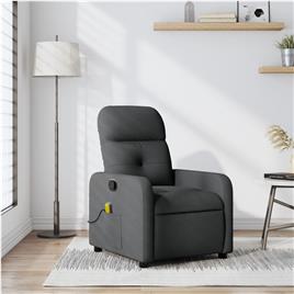 vidaXL Poltrona de massagens reclinável tecido cinzento-escuro