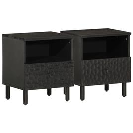 vidaXL Mesas de cabeceira 2 pcs 40x33x46 cm mangueira maciça preto