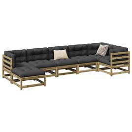 vidaXL 7 pcs conjunto sofás jardim madeira de pinho impregnada