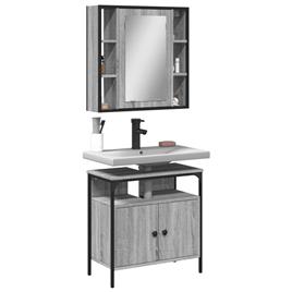 vidaXL 2 pcs conjunto móveis WC derivados de madeira sonoma cinza