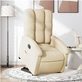 vidaXL Poltrona reclinável elevatória elétrica tecido cor creme