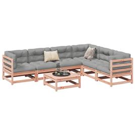 vidaXL 7 pcs conj. sofás jardim c/ almofadões madeira abeto-de-douglas