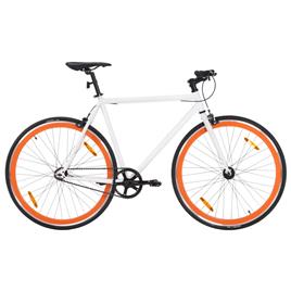 vidaXL Bicicleta de mudanças fixas 700c 59 cm branco e laranja