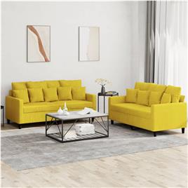 vidaXL 2 pcs conjunto de sofás com almofadões veludo amarelo