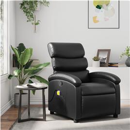 vidaXL Poltrona de massagens reclinável couro artificial preto