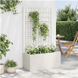 vidaXL Vaso/floreira de jardim c/ treliça 80x36x140 cm PP branco