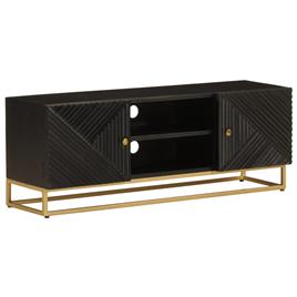 vidaXL Móvel de TV 110x30x40 cm mangueira maciça e ferro preto