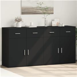 vidaXL Aparadores 2 pcs 79x38x80 cm derivados de madeira preto