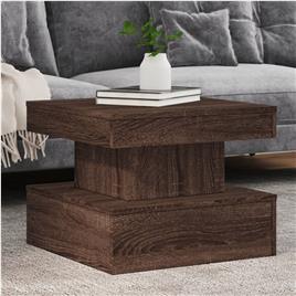 vidaXL Mesa de centro com luzes LED 50x50x40 cm carvalho castanho