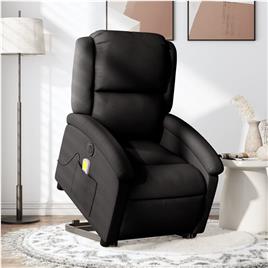 vidaXL Poltrona elétrica elevatória massagens tecido preto