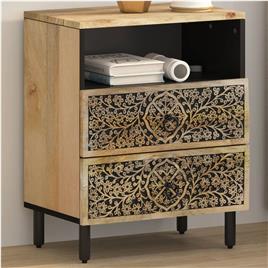 vidaXL Mesa de cabeceira 50x33x60 cm madeira de mangueira maciça