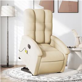 vidaXL Poltrona elétrica elevatória massagens tecido creme