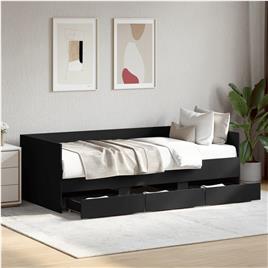 vidaXL Sofá-cama c/ gavetas 100x200 cm derivados de madeira preto