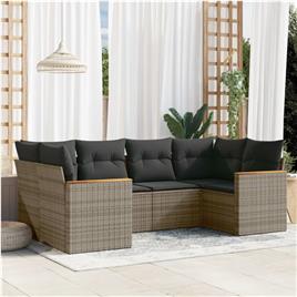 vidaXL 6 pcs conjunto sofás de jardim com almofadões vime cinzento