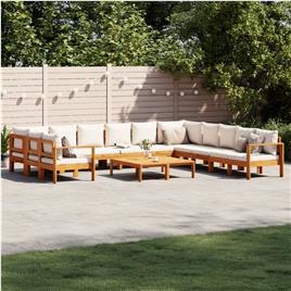 vidaXL 9 pcs conjunto de sofás de jardim com almofadões acácia maciça