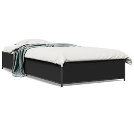 vidaXL Estrutura de cama 100x200 cm derivados de madeira/metal preto