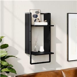 vidaXL Prateleira de parede com barra 30x25x65 cm preto