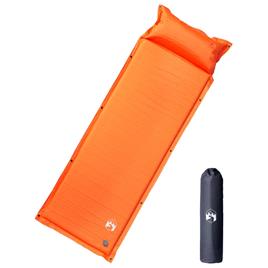 vidaXL Colchão de campismo autoinsuflável + almofada integrada laranja