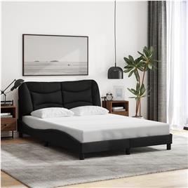 vidaXL Estrutura de cama c/ cabeceira 140x190 cm tecido preto