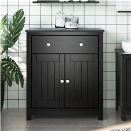 vidaXL Móvel de casa de banho BERG 69,5x34x80 cm pinho maciço preto