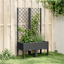 vidaXL Vaso/floreira de jardim c/ treliça 80x40x142 cm PP preto