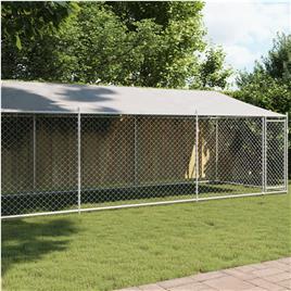vidaXL Jaula para cão com telhado/porta 8x2x2 m aço galvanizado cinza
