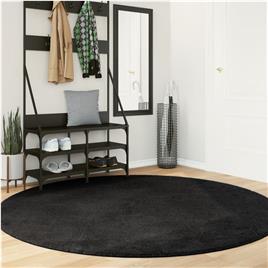 vidaXL Tapete pelo curto macio e lavável HUARTE Ø 200 cm preto