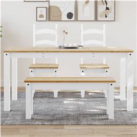 vidaXL Mesa de jantar Panama 160x80x75 cm pinho maciço branco