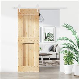 vidaXL Porta de correr com ferragens 70x210 cm madeira de pinho maciça