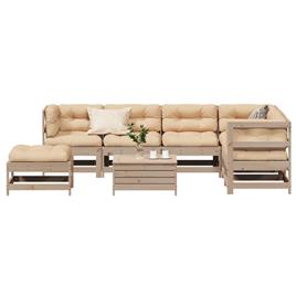 vidaXL 8 pcs conjunto lounge de jardim c/ almofadões pinho maciço