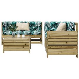 vidaXL 5 pcs conjunto de sofás para jardim madeira de pinho impregnada