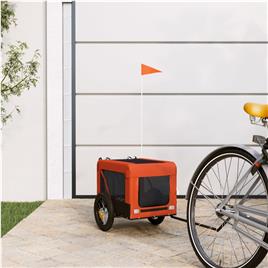vidaXL Reboque bicicleta p/ animais tecido oxford/ferro laranja/preto