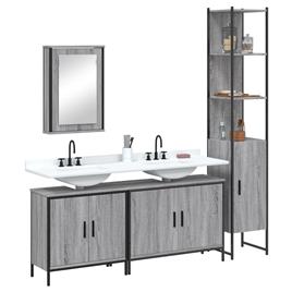 vidaXL 4 pcs Conjunto móveis casa de banho madeira proc. cinza sonoma