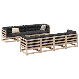 vidaXL 9 pcs conjunto sofás de jardim madeira de pinho maciço