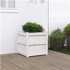 vidaXL Vaso/floreira de jardim 50x50x50 cm pinho maciço branco