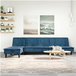 vidaXL Sofá-cama em forma de L 255x140x70 cm veludo azul